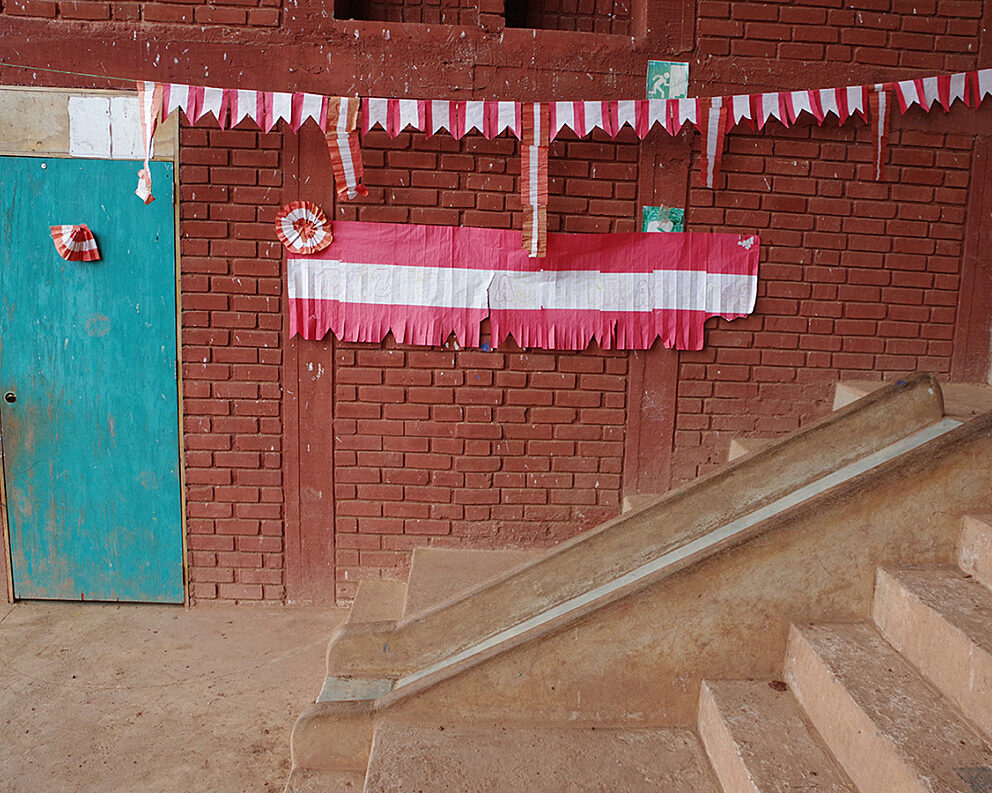 Stairs and slide at a school in Peru