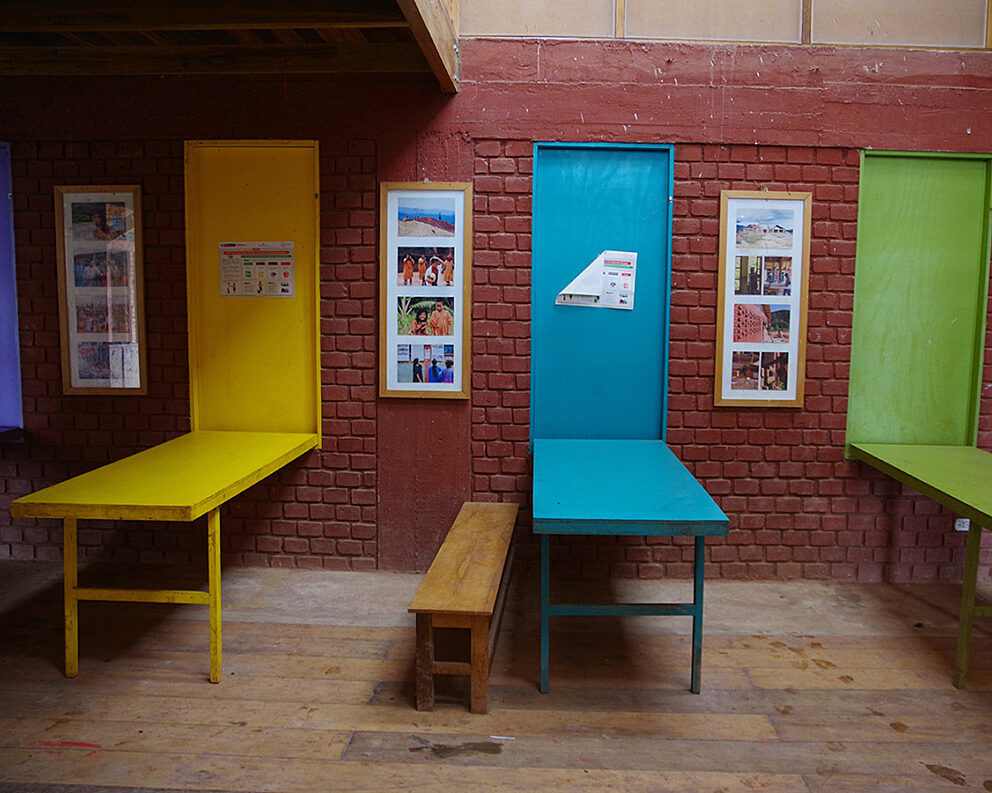 Clever fold-away tables at one of the schools