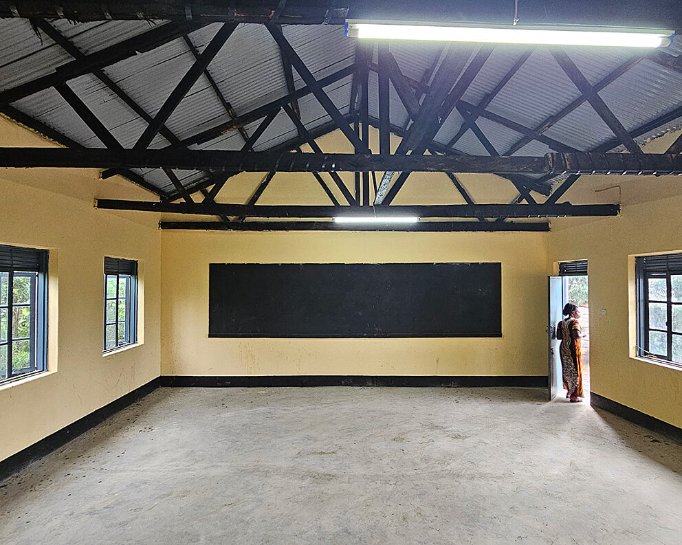 Interior view of new classroom, Uganda