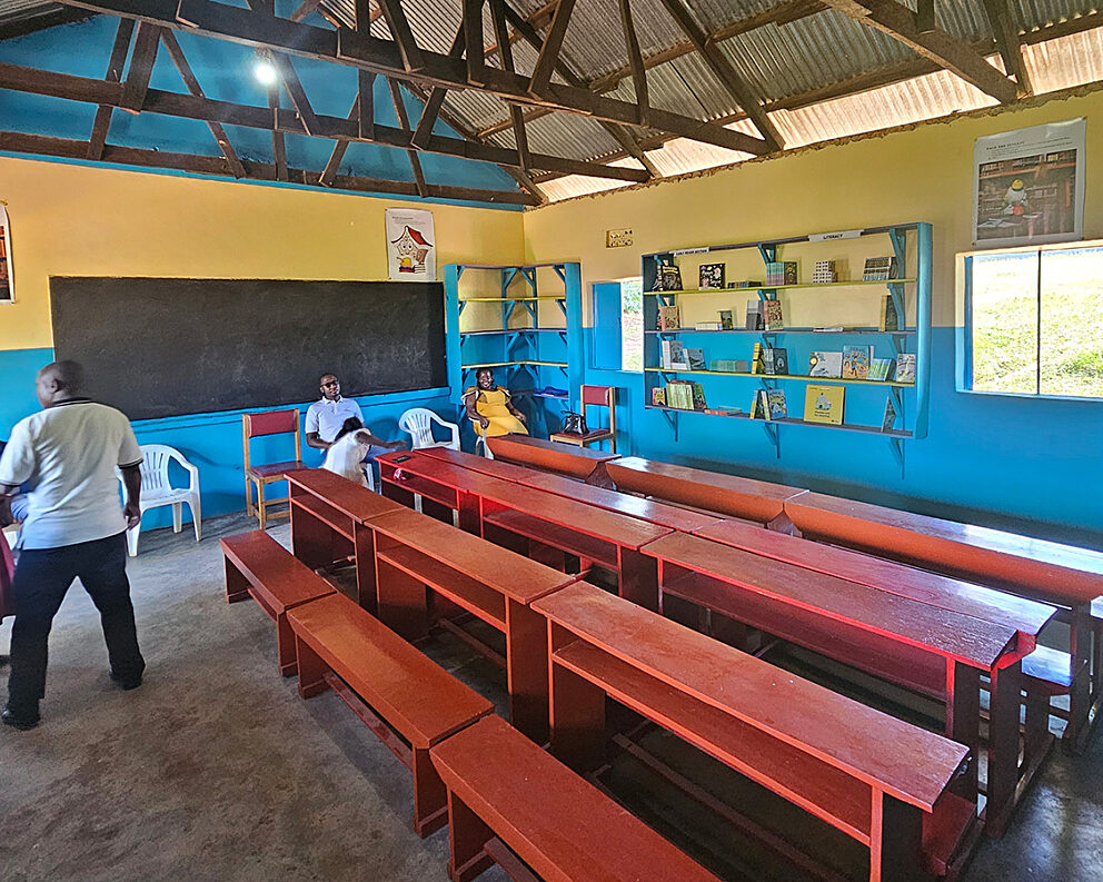 Reading room at school, Uganda